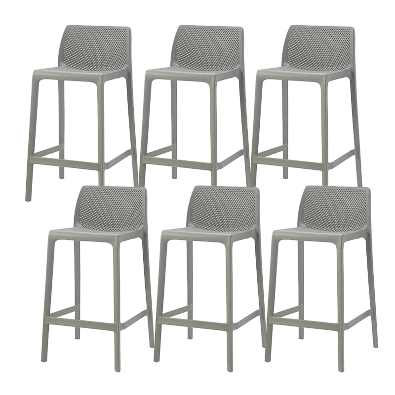 Contemporary Low Back Indoor Plastic Armless Bar Stool with Footrest Grey 6 Piece Set Counter Stool(26"H) Clearhalo 'Bar Furniture' 'Bar Stools' 'bar_stools' 'furn' 'furn_bar_stools' 'Furniture' 'Kitchen & Dining Furniture' 7650619