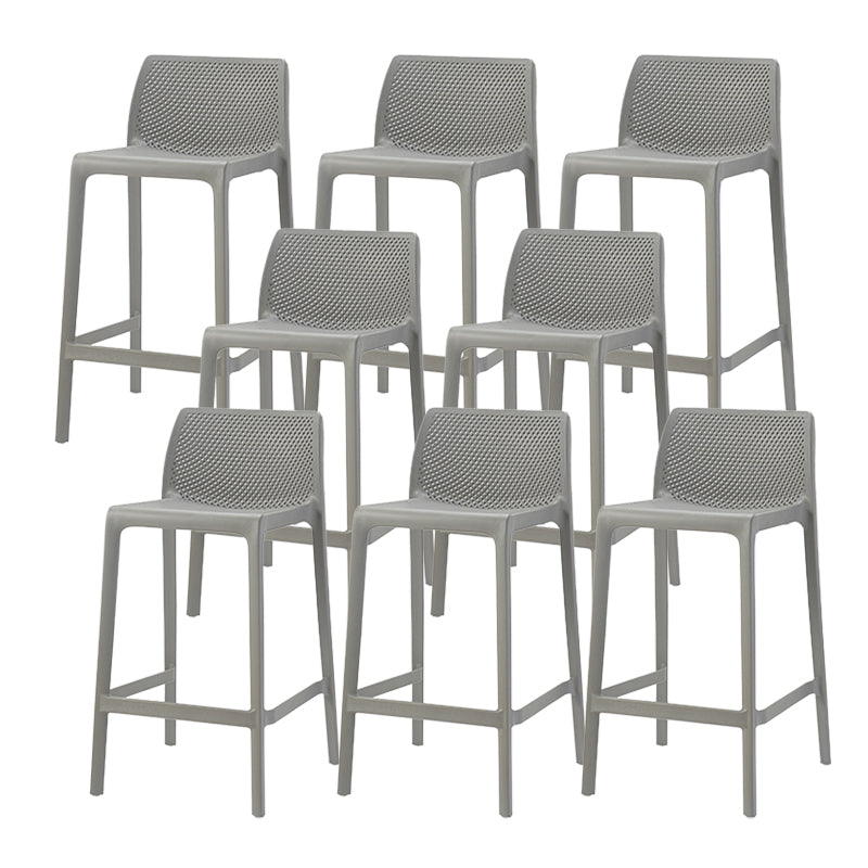 Contemporary Low Back Indoor Plastic Armless Bar Stool with Footrest Grey 8 Piece Set Counter Stool(26"H) Clearhalo 'Bar Furniture' 'Bar Stools' 'bar_stools' 'furn' 'furn_bar_stools' 'Furniture' 'Kitchen & Dining Furniture' 7650620