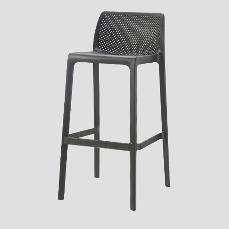 Contemporary Low Back Indoor Plastic Armless Bar Stool with Footrest Black 1 Piece Bar Stool(30"H) Clearhalo 'Bar Furniture' 'Bar Stools' 'bar_stools' 'furn' 'furn_bar_stools' 'Furniture' 'Kitchen & Dining Furniture' 7650621