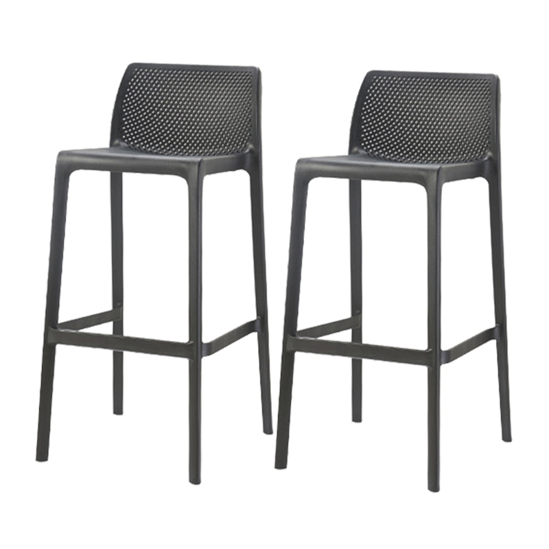Contemporary Low Back Indoor Plastic Armless Bar Stool with Footrest Black 2 Piece Set Bar Stool(30"H) Clearhalo 'Bar Furniture' 'Bar Stools' 'bar_stools' 'furn' 'furn_bar_stools' 'Furniture' 'Kitchen & Dining Furniture' 7650622