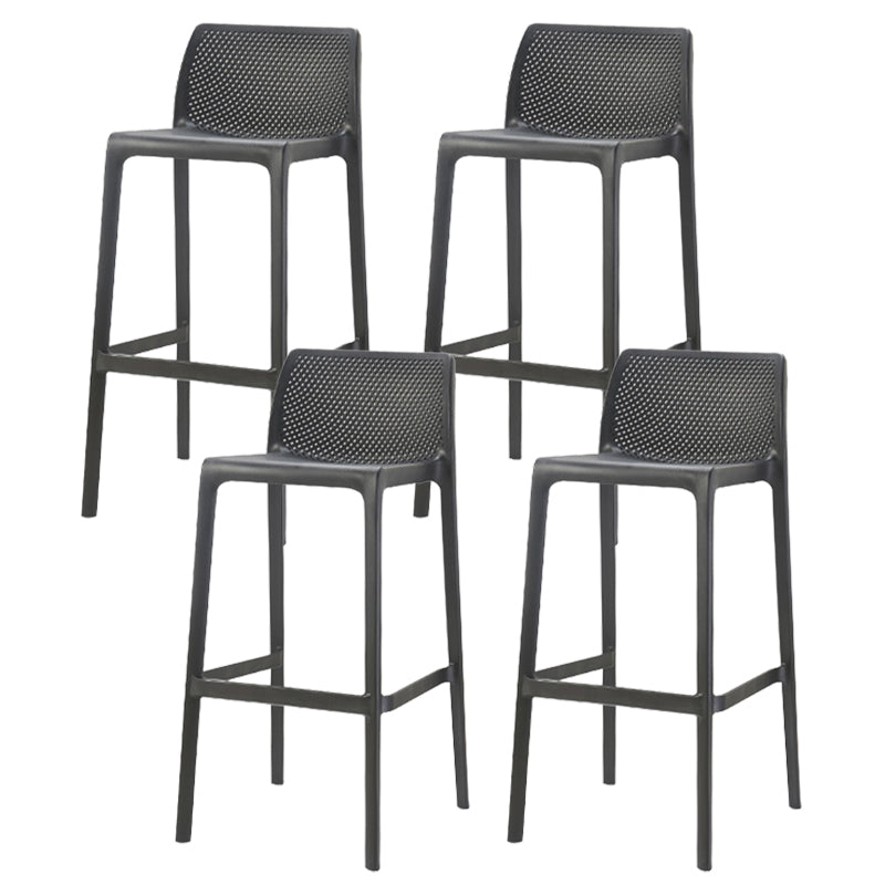 Contemporary Low Back Indoor Plastic Armless Bar Stool with Footrest Black 4 Piece Set Bar Stool(30"H) Clearhalo 'Bar Furniture' 'Bar Stools' 'bar_stools' 'furn' 'furn_bar_stools' 'Furniture' 'Kitchen & Dining Furniture' 7650623