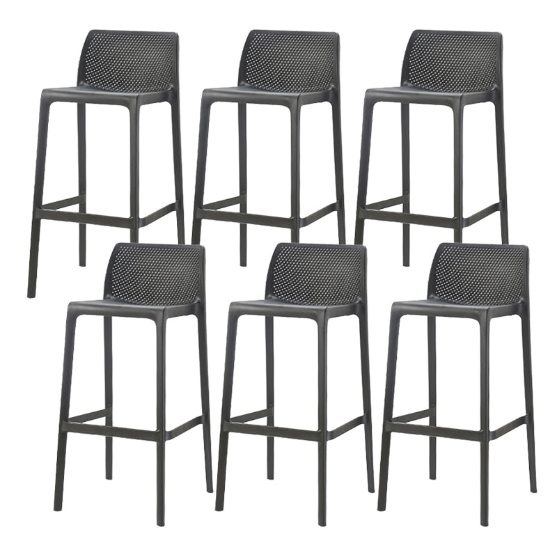 Contemporary Low Back Indoor Plastic Armless Bar Stool with Footrest Black 6 Piece Set Bar Stool(30"H) Clearhalo 'Bar Furniture' 'Bar Stools' 'bar_stools' 'furn' 'furn_bar_stools' 'Furniture' 'Kitchen & Dining Furniture' 7650624