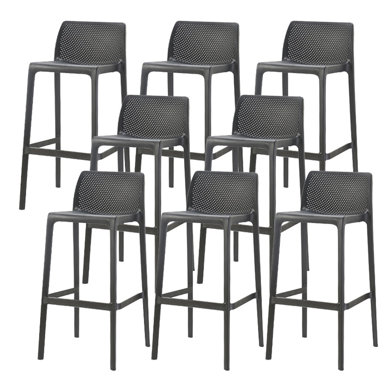 Contemporary Low Back Indoor Plastic Armless Bar Stool with Footrest Black 8 Piece Set Bar Stool(30"H) Clearhalo 'Bar Furniture' 'Bar Stools' 'bar_stools' 'furn' 'furn_bar_stools' 'Furniture' 'Kitchen & Dining Furniture' 7650625