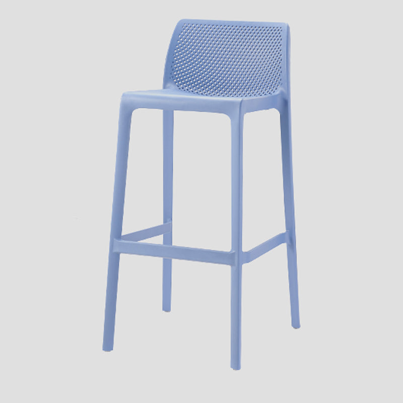 Contemporary Low Back Indoor Plastic Armless Bar Stool with Footrest Blue 1 Piece Bar Stool(30"H) Clearhalo 'Bar Furniture' 'Bar Stools' 'bar_stools' 'furn' 'furn_bar_stools' 'Furniture' 'Kitchen & Dining Furniture' 7650626