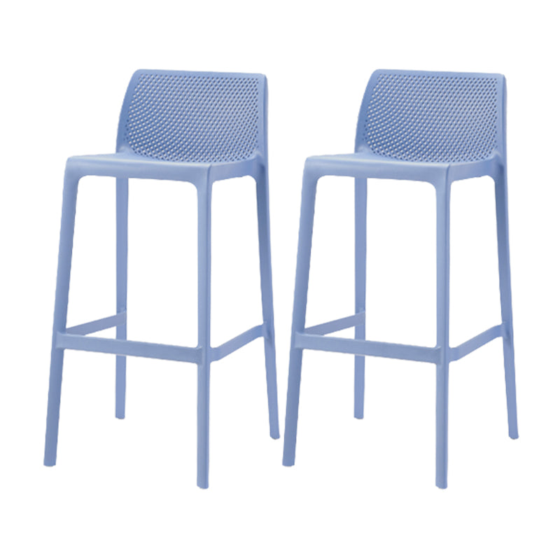 Contemporary Low Back Indoor Plastic Armless Bar Stool with Footrest Blue 2 Piece Set Bar Stool(30"H) Clearhalo 'Bar Furniture' 'Bar Stools' 'bar_stools' 'furn' 'furn_bar_stools' 'Furniture' 'Kitchen & Dining Furniture' 7650627