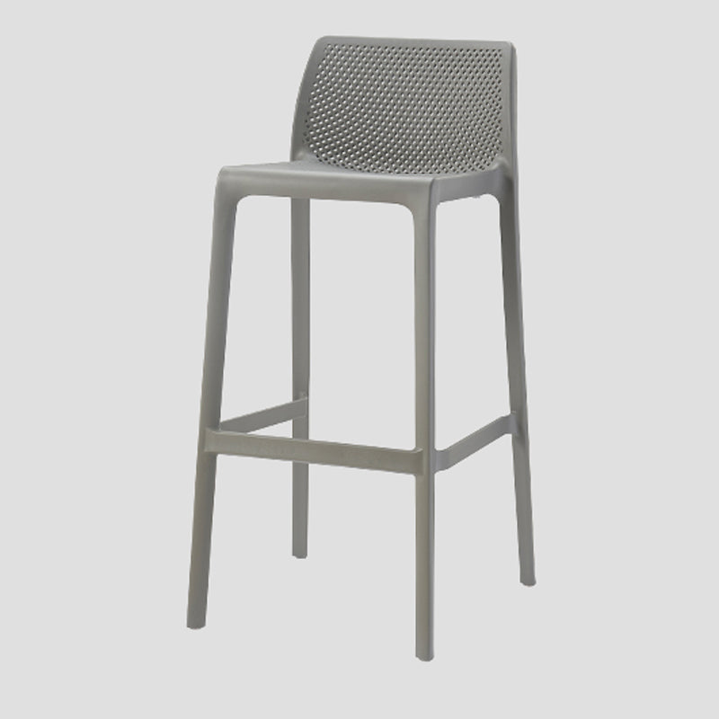 Contemporary Low Back Indoor Plastic Armless Bar Stool with Footrest Grey 1 Piece Bar Stool(30"H) Clearhalo 'Bar Furniture' 'Bar Stools' 'bar_stools' 'furn' 'furn_bar_stools' 'Furniture' 'Kitchen & Dining Furniture' 7650631