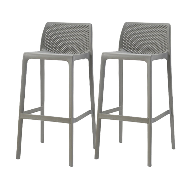 Contemporary Low Back Indoor Plastic Armless Bar Stool with Footrest Grey 2 Piece Set Bar Stool(30"H) Clearhalo 'Bar Furniture' 'Bar Stools' 'bar_stools' 'furn' 'furn_bar_stools' 'Furniture' 'Kitchen & Dining Furniture' 7650632