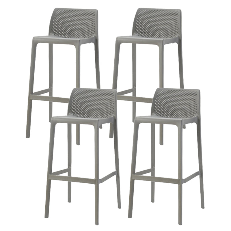 Contemporary Low Back Indoor Plastic Armless Bar Stool with Footrest Grey 4 Piece Set Bar Stool(30"H) Clearhalo 'Bar Furniture' 'Bar Stools' 'bar_stools' 'furn' 'furn_bar_stools' 'Furniture' 'Kitchen & Dining Furniture' 7650633