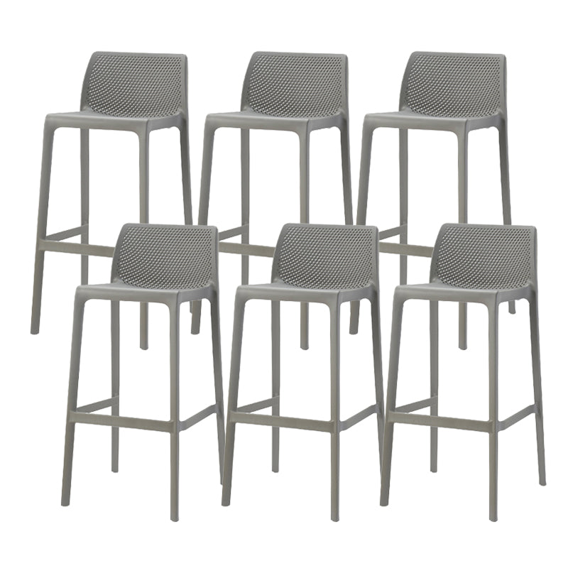 Contemporary Low Back Indoor Plastic Armless Bar Stool with Footrest Grey 6 Piece Set Bar Stool(30"H) Clearhalo 'Bar Furniture' 'Bar Stools' 'bar_stools' 'furn' 'furn_bar_stools' 'Furniture' 'Kitchen & Dining Furniture' 7650634