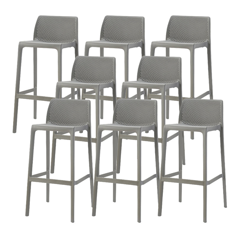 Contemporary Low Back Indoor Plastic Armless Bar Stool with Footrest Grey 8 Piece Set Bar Stool(30"H) Clearhalo 'Bar Furniture' 'Bar Stools' 'bar_stools' 'furn' 'furn_bar_stools' 'Furniture' 'Kitchen & Dining Furniture' 7650635