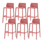 Contemporary Low Back Indoor Plastic Armless Bar Stool with Footrest Red 6 Piece Set Bar Stool(30"H) Clearhalo 'Bar Furniture' 'Bar Stools' 'bar_stools' 'furn' 'furn_bar_stools' 'Furniture' 'Kitchen & Dining Furniture' 7650639