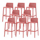 Contemporary Low Back Indoor Plastic Armless Bar Stool with Footrest Red 8 Piece Set Bar Stool(30"H) Clearhalo 'Bar Furniture' 'Bar Stools' 'bar_stools' 'furn' 'furn_bar_stools' 'Furniture' 'Kitchen & Dining Furniture' 7650640