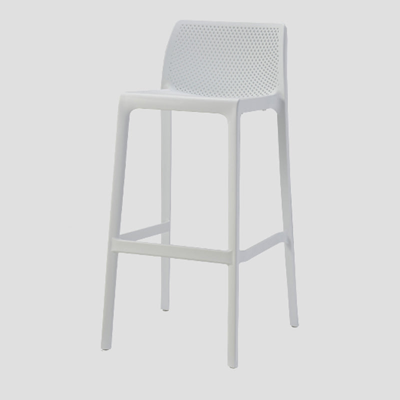 Contemporary Low Back Indoor Plastic Armless Bar Stool with Footrest White 1 Piece Bar Stool(30"H) Clearhalo 'Bar Furniture' 'Bar Stools' 'bar_stools' 'furn' 'furn_bar_stools' 'Furniture' 'Kitchen & Dining Furniture' 7650641