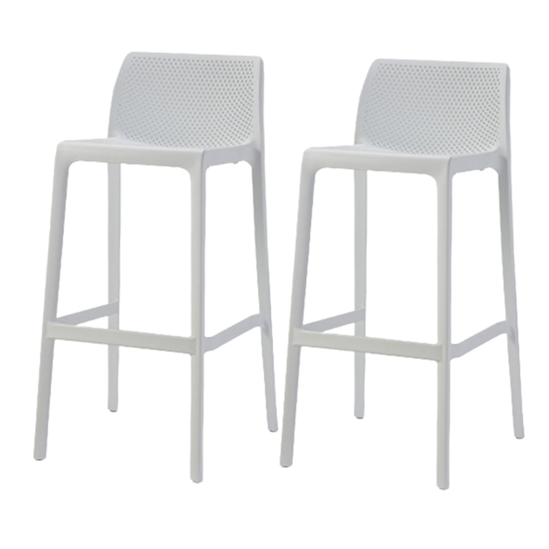 Contemporary Low Back Indoor Plastic Armless Bar Stool with Footrest White 2 Piece Set Bar Stool(30"H) Clearhalo 'Bar Furniture' 'Bar Stools' 'bar_stools' 'furn' 'furn_bar_stools' 'Furniture' 'Kitchen & Dining Furniture' 7650642