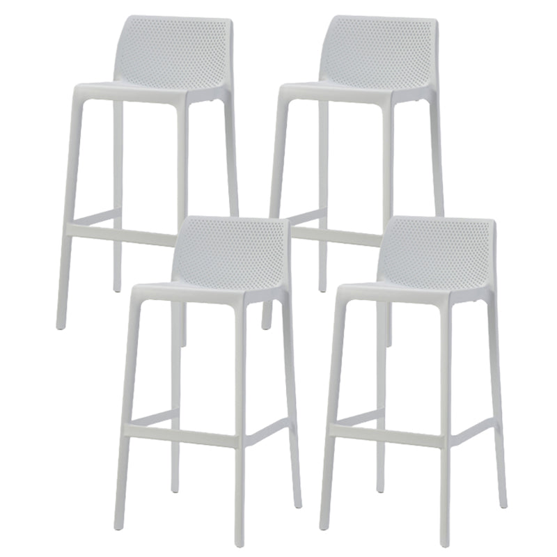 Contemporary Low Back Indoor Plastic Armless Bar Stool with Footrest White 4 Piece Set Bar Stool(30"H) Clearhalo 'Bar Furniture' 'Bar Stools' 'bar_stools' 'furn' 'furn_bar_stools' 'Furniture' 'Kitchen & Dining Furniture' 7650643