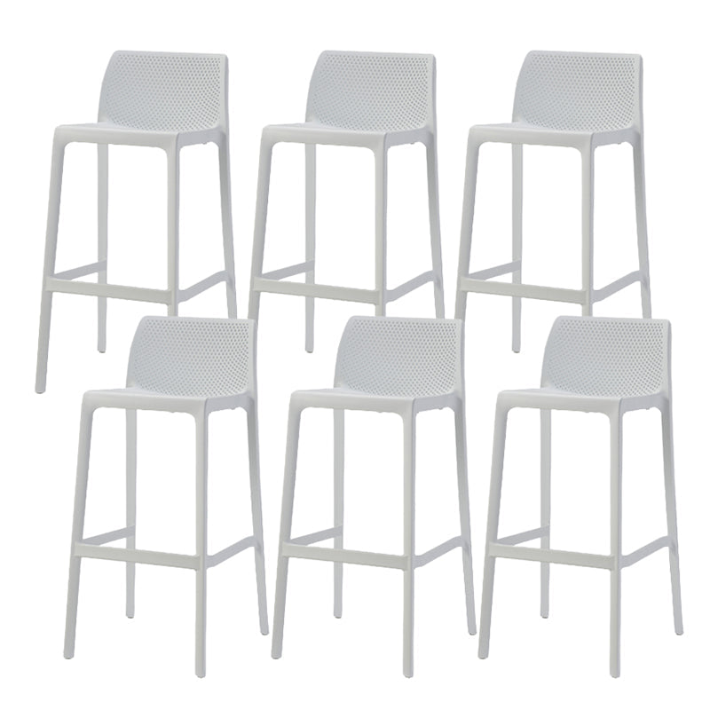 Contemporary Low Back Indoor Plastic Armless Bar Stool with Footrest White 6 Piece Set Bar Stool(30"H) Clearhalo 'Bar Furniture' 'Bar Stools' 'bar_stools' 'furn' 'furn_bar_stools' 'Furniture' 'Kitchen & Dining Furniture' 7650644