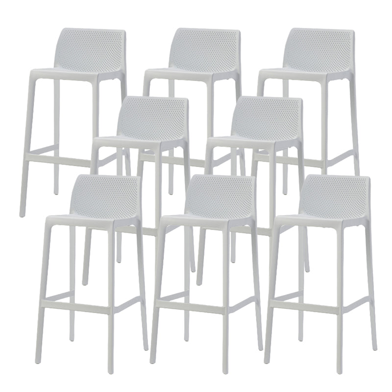 Contemporary Low Back Indoor Plastic Armless Bar Stool with Footrest White 8 Piece Set Bar Stool(30"H) Clearhalo 'Bar Furniture' 'Bar Stools' 'bar_stools' 'furn' 'furn_bar_stools' 'Furniture' 'Kitchen & Dining Furniture' 7650645