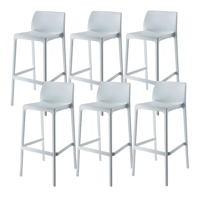 Contemporary Low Back Indoor Plastic Armless Bar Stool with Footrest Textured White 6 Piece Set Bar Stool(30"H) Clearhalo 'Bar Furniture' 'Bar Stools' 'bar_stools' 'furn' 'furn_bar_stools' 'Furniture' 'Kitchen & Dining Furniture' 7650649