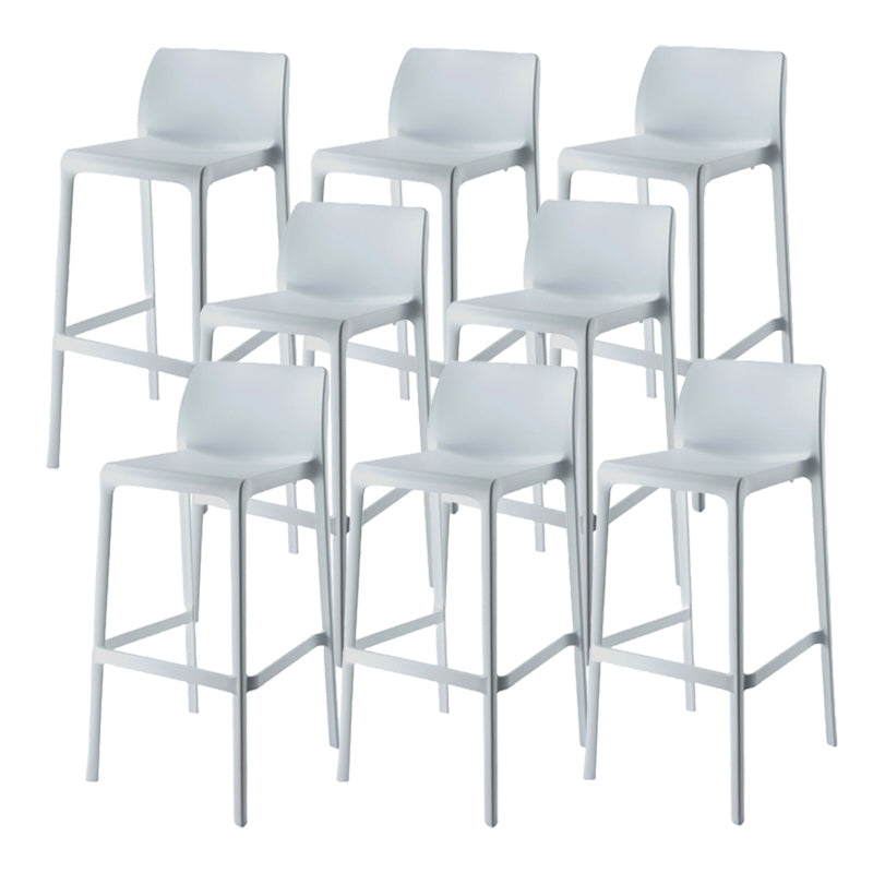 Contemporary Low Back Indoor Plastic Armless Bar Stool with Footrest Textured White 8 Piece Set Bar Stool(30"H) Clearhalo 'Bar Furniture' 'Bar Stools' 'bar_stools' 'furn' 'furn_bar_stools' 'Furniture' 'Kitchen & Dining Furniture' 7650650