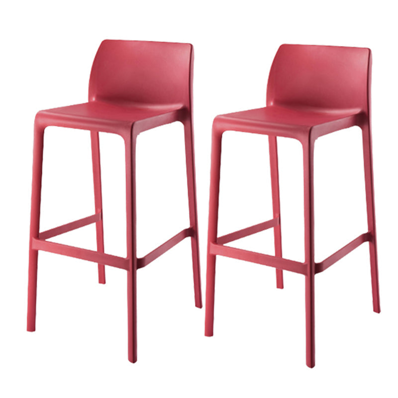 Contemporary Low Back Indoor Plastic Armless Bar Stool with Footrest Burgundy 2 Piece Set Bar Stool(30"H) Clearhalo 'Bar Furniture' 'Bar Stools' 'bar_stools' 'furn' 'furn_bar_stools' 'Furniture' 'Kitchen & Dining Furniture' 7650652