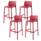 Contemporary Low Back Indoor Plastic Armless Bar Stool with Footrest Burgundy 4 Piece Set Bar Stool(30"H) Clearhalo 'Bar Furniture' 'Bar Stools' 'bar_stools' 'furn' 'furn_bar_stools' 'Furniture' 'Kitchen & Dining Furniture' 7650653