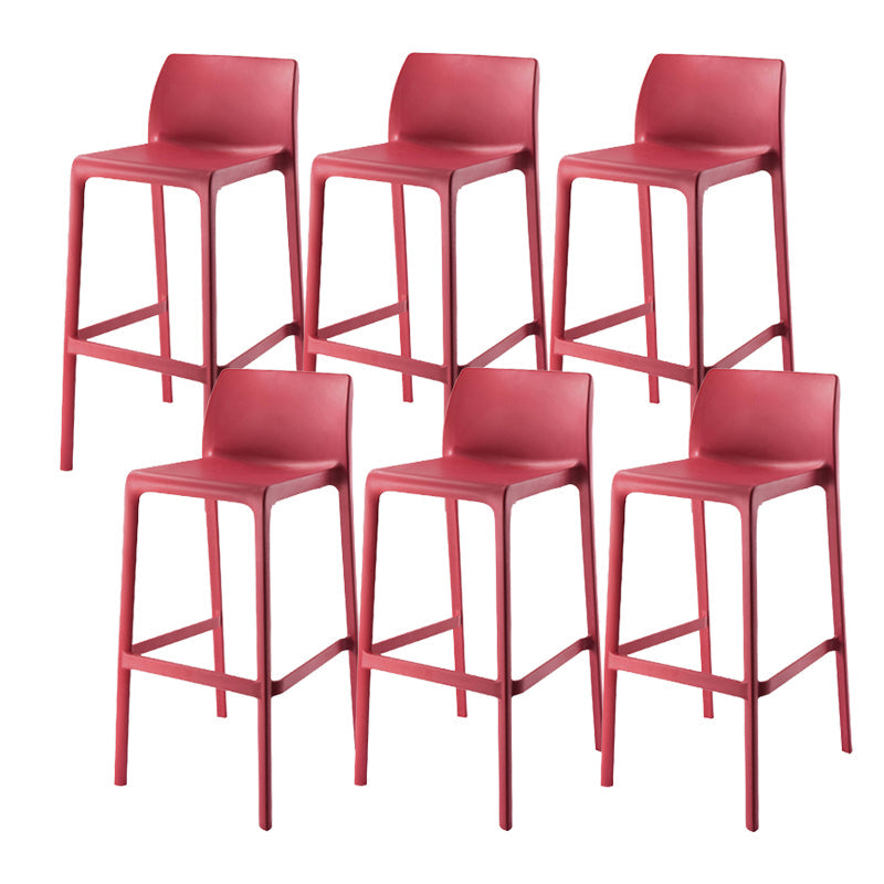 Contemporary Low Back Indoor Plastic Armless Bar Stool with Footrest Burgundy 6 Piece Set Bar Stool(30"H) Clearhalo 'Bar Furniture' 'Bar Stools' 'bar_stools' 'furn' 'furn_bar_stools' 'Furniture' 'Kitchen & Dining Furniture' 7650654