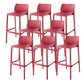 Contemporary Low Back Indoor Plastic Armless Bar Stool with Footrest Burgundy 8 Piece Set Bar Stool(30"H) Clearhalo 'Bar Furniture' 'Bar Stools' 'bar_stools' 'furn' 'furn_bar_stools' 'Furniture' 'Kitchen & Dining Furniture' 7650655