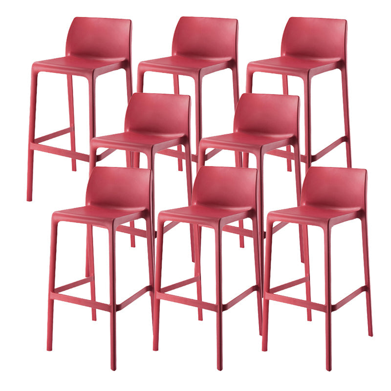 Contemporary Low Back Indoor Plastic Armless Bar Stool with Footrest Burgundy 8 Piece Set Bar Stool(30"H) Clearhalo 'Bar Furniture' 'Bar Stools' 'bar_stools' 'furn' 'furn_bar_stools' 'Furniture' 'Kitchen & Dining Furniture' 7650655