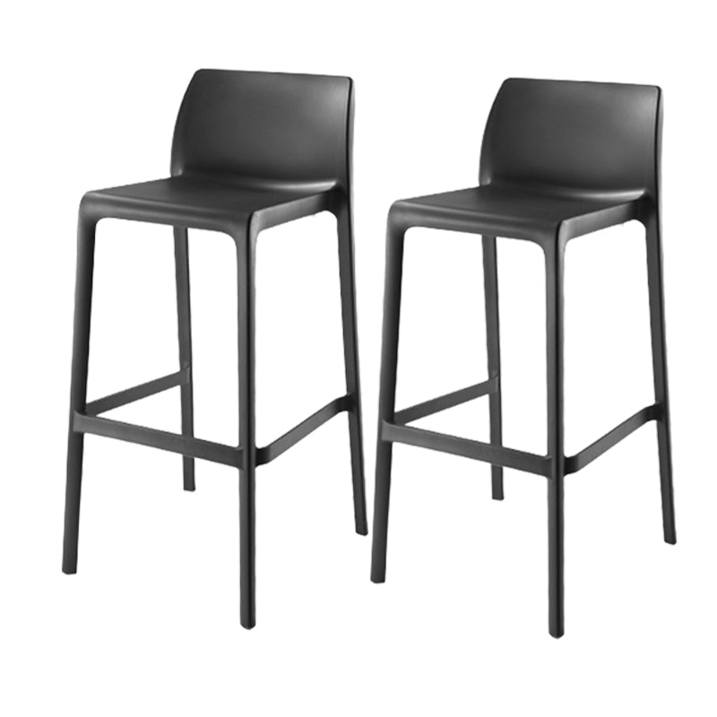 Contemporary Low Back Indoor Plastic Armless Bar Stool with Footrest Gloss Black 2 Piece Set Bar Stool(30"H) Clearhalo 'Bar Furniture' 'Bar Stools' 'bar_stools' 'furn' 'furn_bar_stools' 'Furniture' 'Kitchen & Dining Furniture' 7650657