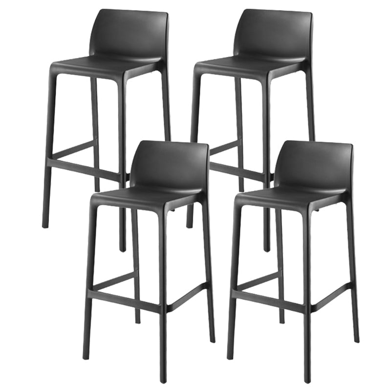 Contemporary Low Back Indoor Plastic Armless Bar Stool with Footrest Gloss Black 4 Piece Set Bar Stool(30"H) Clearhalo 'Bar Furniture' 'Bar Stools' 'bar_stools' 'furn' 'furn_bar_stools' 'Furniture' 'Kitchen & Dining Furniture' 7650658