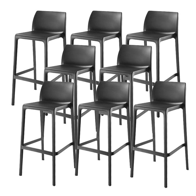 Contemporary Low Back Indoor Plastic Armless Bar Stool with Footrest Gloss Black 8 Piece Set Bar Stool(30"H) Clearhalo 'Bar Furniture' 'Bar Stools' 'bar_stools' 'furn' 'furn_bar_stools' 'Furniture' 'Kitchen & Dining Furniture' 7650660