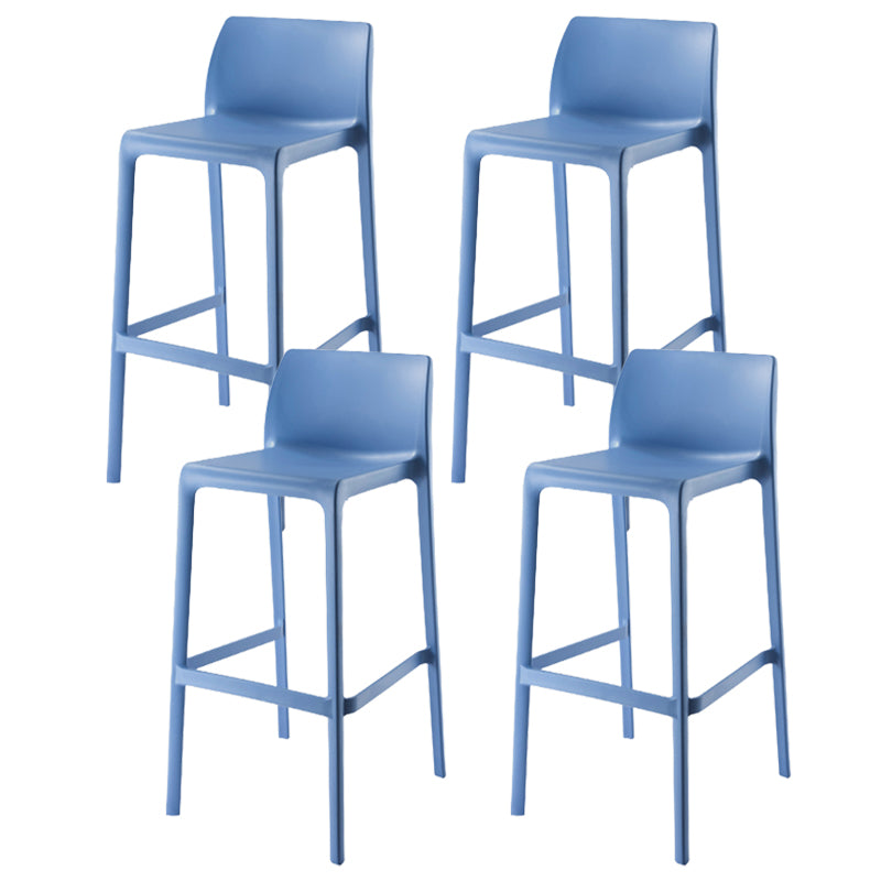 Contemporary Low Back Indoor Plastic Armless Bar Stool with Footrest Sky Blue 4 Piece Set Bar Stool(30"H) Clearhalo 'Bar Furniture' 'Bar Stools' 'bar_stools' 'furn' 'furn_bar_stools' 'Furniture' 'Kitchen & Dining Furniture' 7650663