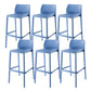 Contemporary Low Back Indoor Plastic Armless Bar Stool with Footrest Sky Blue 6 Piece Set Bar Stool(30"H) Clearhalo 'Bar Furniture' 'Bar Stools' 'bar_stools' 'furn' 'furn_bar_stools' 'Furniture' 'Kitchen & Dining Furniture' 7650664