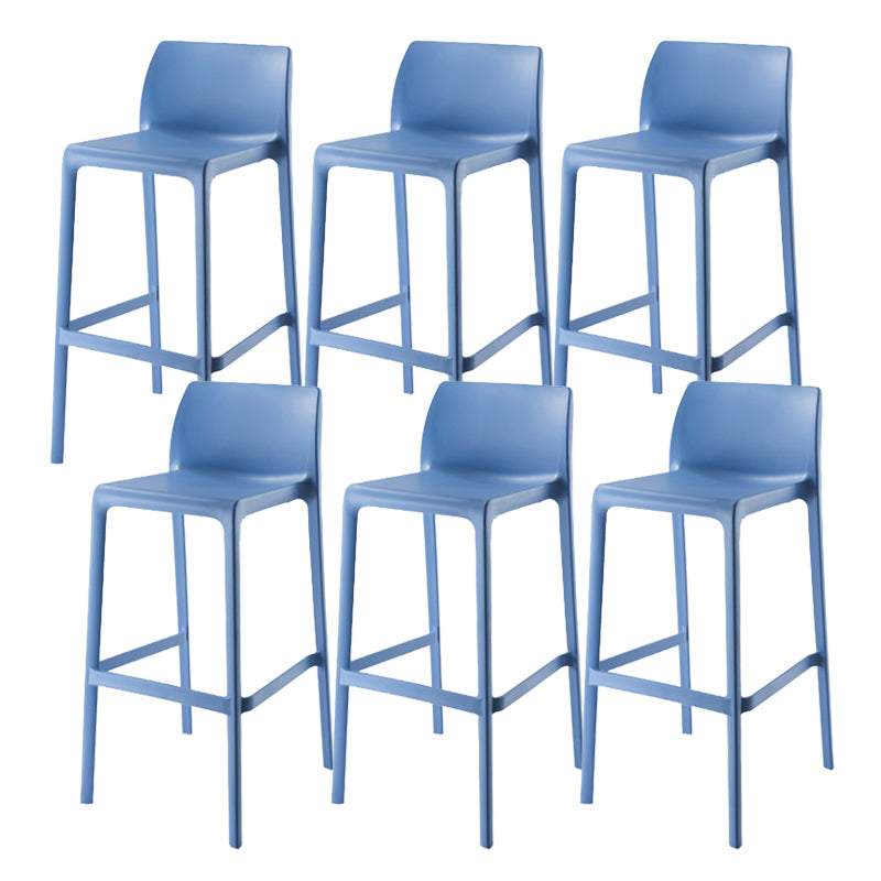 Contemporary Low Back Indoor Plastic Armless Bar Stool with Footrest Sky Blue 6 Piece Set Bar Stool(30"H) Clearhalo 'Bar Furniture' 'Bar Stools' 'bar_stools' 'furn' 'furn_bar_stools' 'Furniture' 'Kitchen & Dining Furniture' 7650664