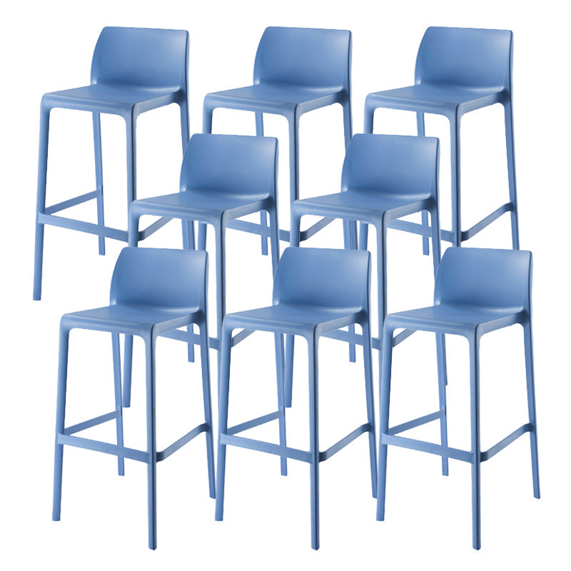 Contemporary Low Back Indoor Plastic Armless Bar Stool with Footrest Sky Blue 8 Piece Set Bar Stool(30"H) Clearhalo 'Bar Furniture' 'Bar Stools' 'bar_stools' 'furn' 'furn_bar_stools' 'Furniture' 'Kitchen & Dining Furniture' 7650665