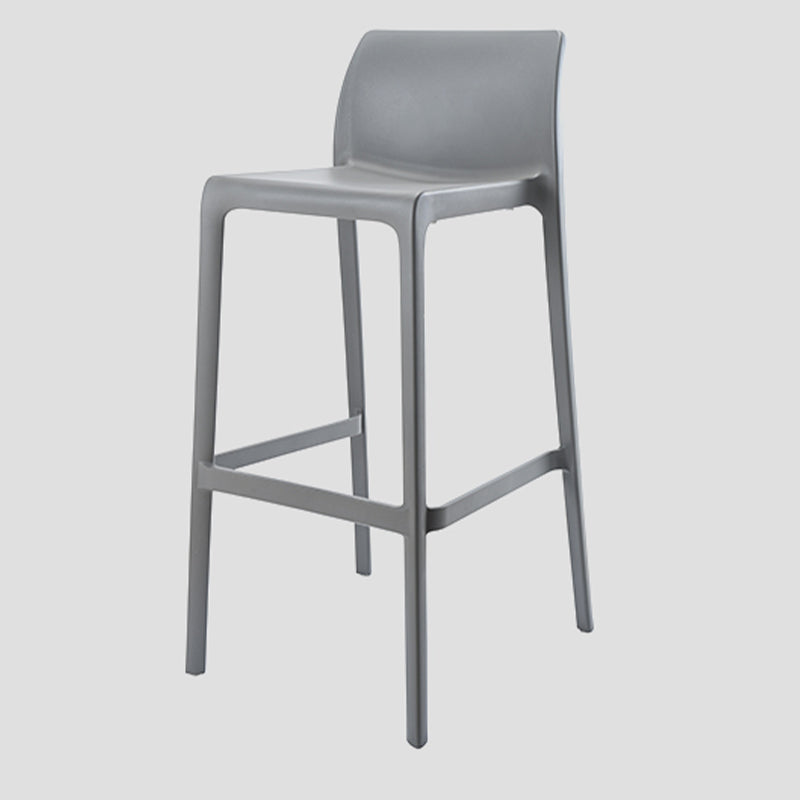 Contemporary Low Back Indoor Plastic Armless Bar Stool with Footrest Silver Gray 1 Piece Bar Stool(30"H) Clearhalo 'Bar Furniture' 'Bar Stools' 'bar_stools' 'furn' 'furn_bar_stools' 'Furniture' 'Kitchen & Dining Furniture' 7650666