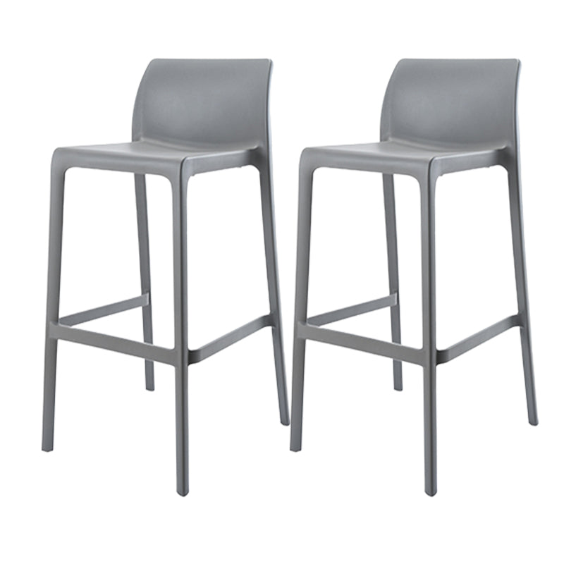 Contemporary Low Back Indoor Plastic Armless Bar Stool with Footrest Silver Gray 2 Piece Set Bar Stool(30"H) Clearhalo 'Bar Furniture' 'Bar Stools' 'bar_stools' 'furn' 'furn_bar_stools' 'Furniture' 'Kitchen & Dining Furniture' 7650667