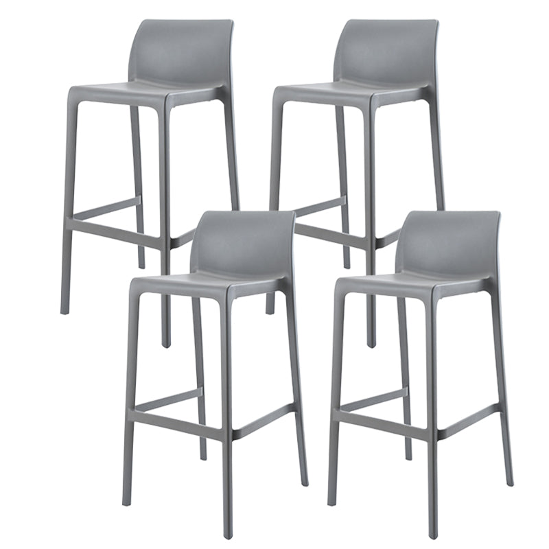 Contemporary Low Back Indoor Plastic Armless Bar Stool with Footrest Silver Gray 4 Piece Set Bar Stool(30"H) Clearhalo 'Bar Furniture' 'Bar Stools' 'bar_stools' 'furn' 'furn_bar_stools' 'Furniture' 'Kitchen & Dining Furniture' 7650668