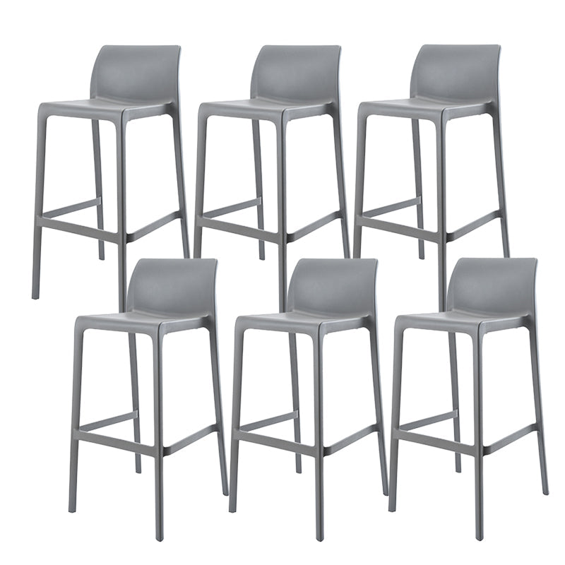 Contemporary Low Back Indoor Plastic Armless Bar Stool with Footrest Silver Gray 6 Piece Set Bar Stool(30"H) Clearhalo 'Bar Furniture' 'Bar Stools' 'bar_stools' 'furn' 'furn_bar_stools' 'Furniture' 'Kitchen & Dining Furniture' 7650669