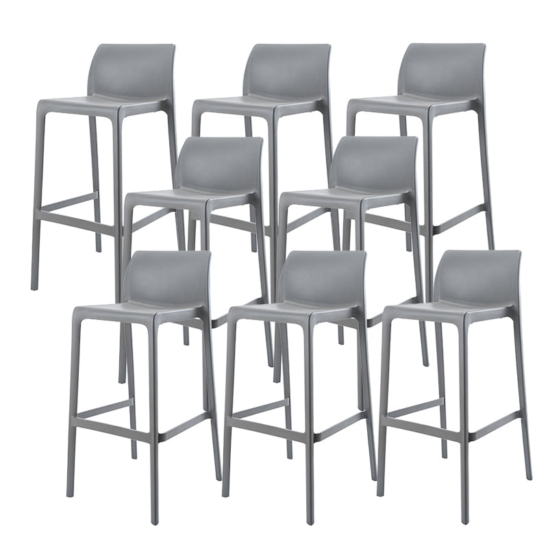Contemporary Low Back Indoor Plastic Armless Bar Stool with Footrest Silver Gray 8 Piece Set Bar Stool(30"H) Clearhalo 'Bar Furniture' 'Bar Stools' 'bar_stools' 'furn' 'furn_bar_stools' 'Furniture' 'Kitchen & Dining Furniture' 7650670