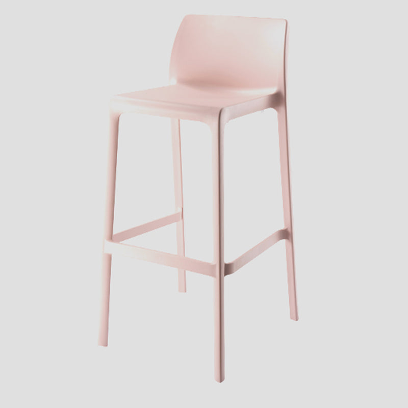 Contemporary Low Back Indoor Plastic Armless Bar Stool with Footrest Pink 1 Piece Bar Stool(30"H) Clearhalo 'Bar Furniture' 'Bar Stools' 'bar_stools' 'furn' 'furn_bar_stools' 'Furniture' 'Kitchen & Dining Furniture' 7650671