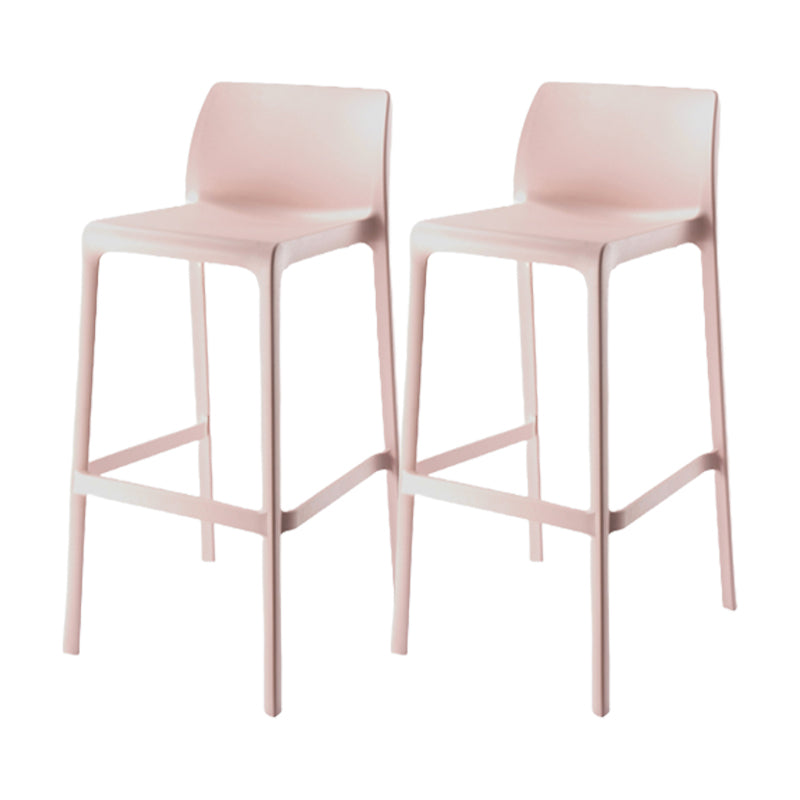 Contemporary Low Back Indoor Plastic Armless Bar Stool with Footrest Pink 2 Piece Set Bar Stool(30"H) Clearhalo 'Bar Furniture' 'Bar Stools' 'bar_stools' 'furn' 'furn_bar_stools' 'Furniture' 'Kitchen & Dining Furniture' 7650672