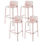 Contemporary Low Back Indoor Plastic Armless Bar Stool with Footrest Pink 4 Piece Set Bar Stool(30"H) Clearhalo 'Bar Furniture' 'Bar Stools' 'bar_stools' 'furn' 'furn_bar_stools' 'Furniture' 'Kitchen & Dining Furniture' 7650673