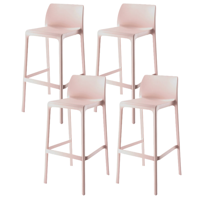 Contemporary Low Back Indoor Plastic Armless Bar Stool with Footrest Pink 4 Piece Set Bar Stool(30"H) Clearhalo 'Bar Furniture' 'Bar Stools' 'bar_stools' 'furn' 'furn_bar_stools' 'Furniture' 'Kitchen & Dining Furniture' 7650673