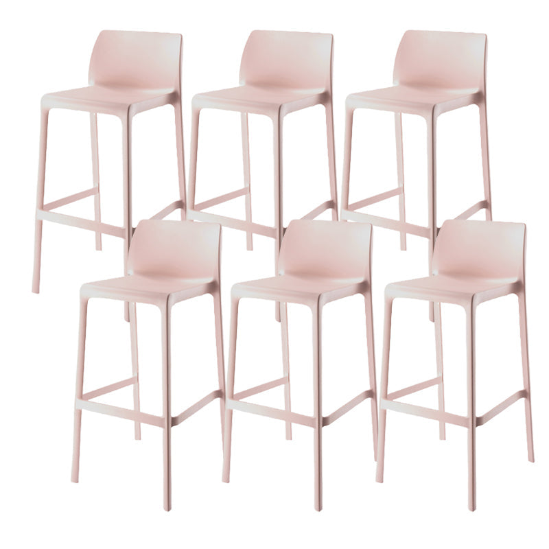 Contemporary Low Back Indoor Plastic Armless Bar Stool with Footrest Pink 6 Piece Set Bar Stool(30"H) Clearhalo 'Bar Furniture' 'Bar Stools' 'bar_stools' 'furn' 'furn_bar_stools' 'Furniture' 'Kitchen & Dining Furniture' 7650674