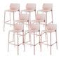 Contemporary Low Back Indoor Plastic Armless Bar Stool with Footrest Pink 8 Piece Set Bar Stool(30"H) Clearhalo 'Bar Furniture' 'Bar Stools' 'bar_stools' 'furn' 'furn_bar_stools' 'Furniture' 'Kitchen & Dining Furniture' 7650675