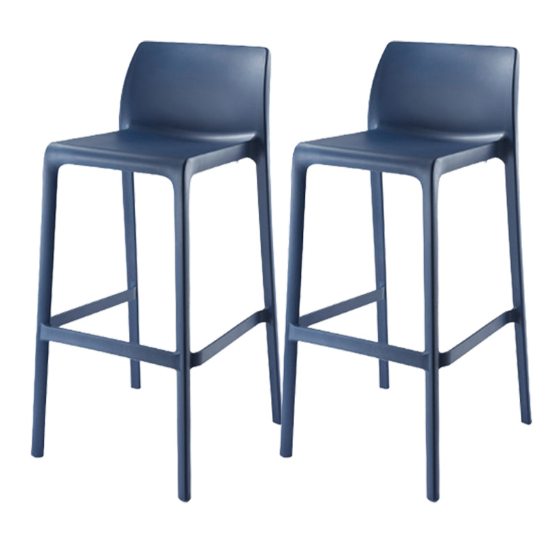 Contemporary Low Back Indoor Plastic Armless Bar Stool with Footrest Navy 2 Piece Set Bar Stool(30"H) Clearhalo 'Bar Furniture' 'Bar Stools' 'bar_stools' 'furn' 'furn_bar_stools' 'Furniture' 'Kitchen & Dining Furniture' 7650677