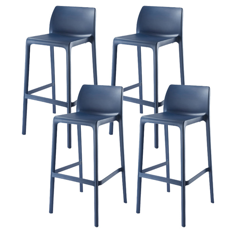 Contemporary Low Back Indoor Plastic Armless Bar Stool with Footrest Navy 4 Piece Set Bar Stool(30"H) Clearhalo 'Bar Furniture' 'Bar Stools' 'bar_stools' 'furn' 'furn_bar_stools' 'Furniture' 'Kitchen & Dining Furniture' 7650678