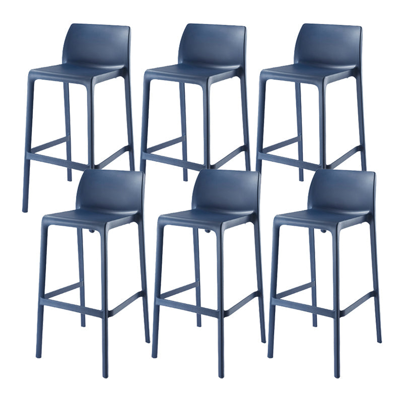 Contemporary Low Back Indoor Plastic Armless Bar Stool with Footrest Navy 6 Piece Set Bar Stool(30"H) Clearhalo 'Bar Furniture' 'Bar Stools' 'bar_stools' 'furn' 'furn_bar_stools' 'Furniture' 'Kitchen & Dining Furniture' 7650679