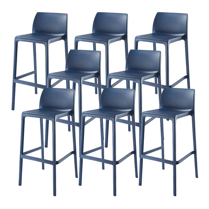 Contemporary Low Back Indoor Plastic Armless Bar Stool with Footrest Navy 8 Piece Set Bar Stool(30"H) Clearhalo 'Bar Furniture' 'Bar Stools' 'bar_stools' 'furn' 'furn_bar_stools' 'Furniture' 'Kitchen & Dining Furniture' 7650680